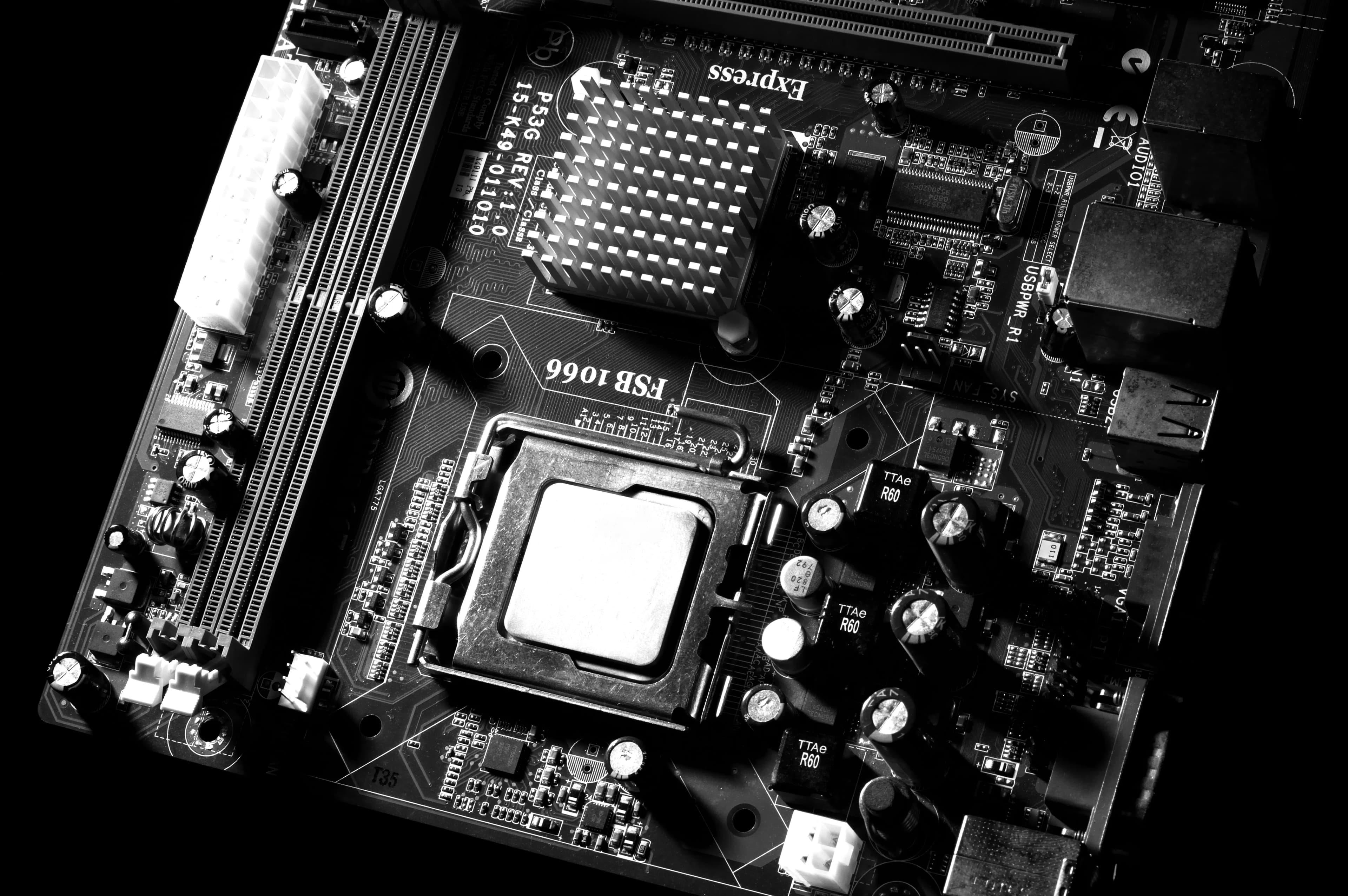 A computer processor on a motherboard, representing AMD reaching a 1 trillion dollar market cap